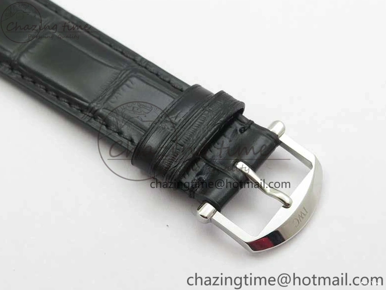 MIROTIME 0308 Vibrant Portofino IW459402 SS MKS 1:1 Best Edition White Dial on Black Leather Strap Miyota 7086